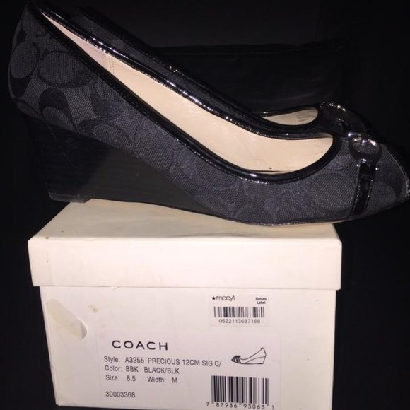 GENTLY USED Coach Black Wedges size 8.5M - Picture 6 of 6